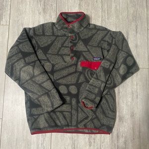 Patagonia Synchilla - Gray/Black/Red - Aztec Pattern - Like New Condition